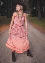 Load image into Gallery viewer, Crepe Myrtle Quilted, Block Print Dress ~ Coral
