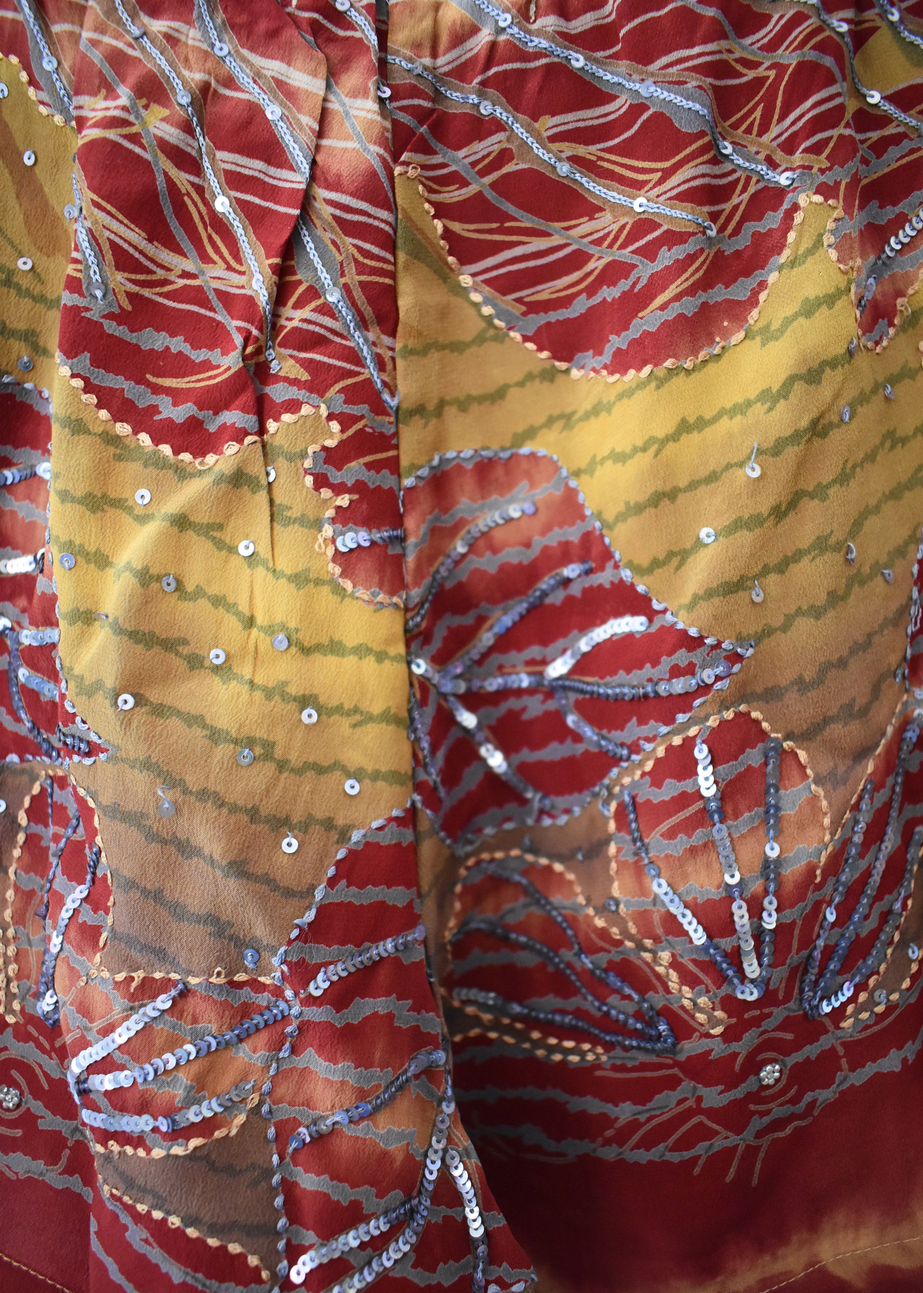 Fumaria Silk Shorts ~ Crimson S