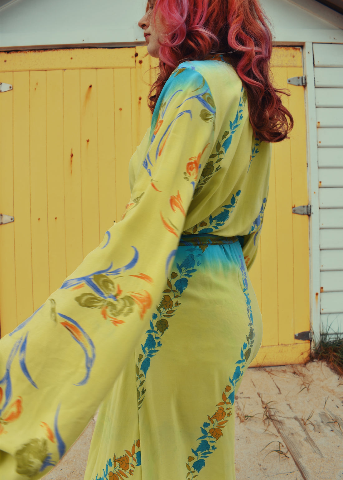 Caladium Wrap Silk Dress ~ Calendula XL