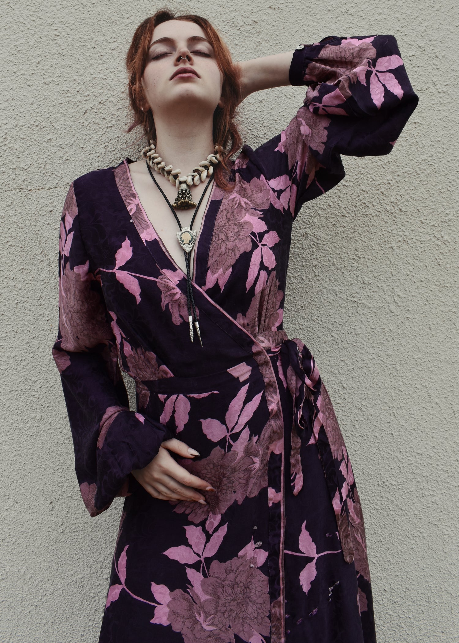 Caladium Silk Wrap Dress ~ Hortensia XS