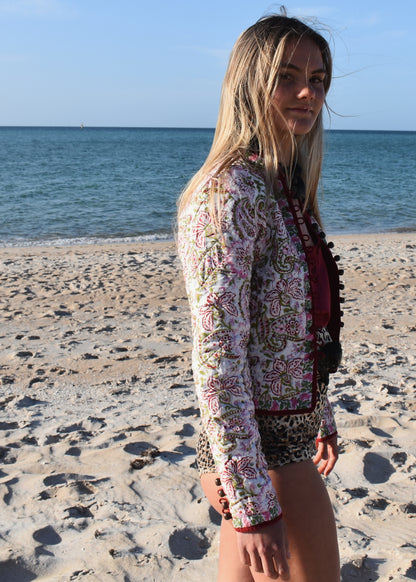 Monarda Hand Block-Print Quilted Jacket