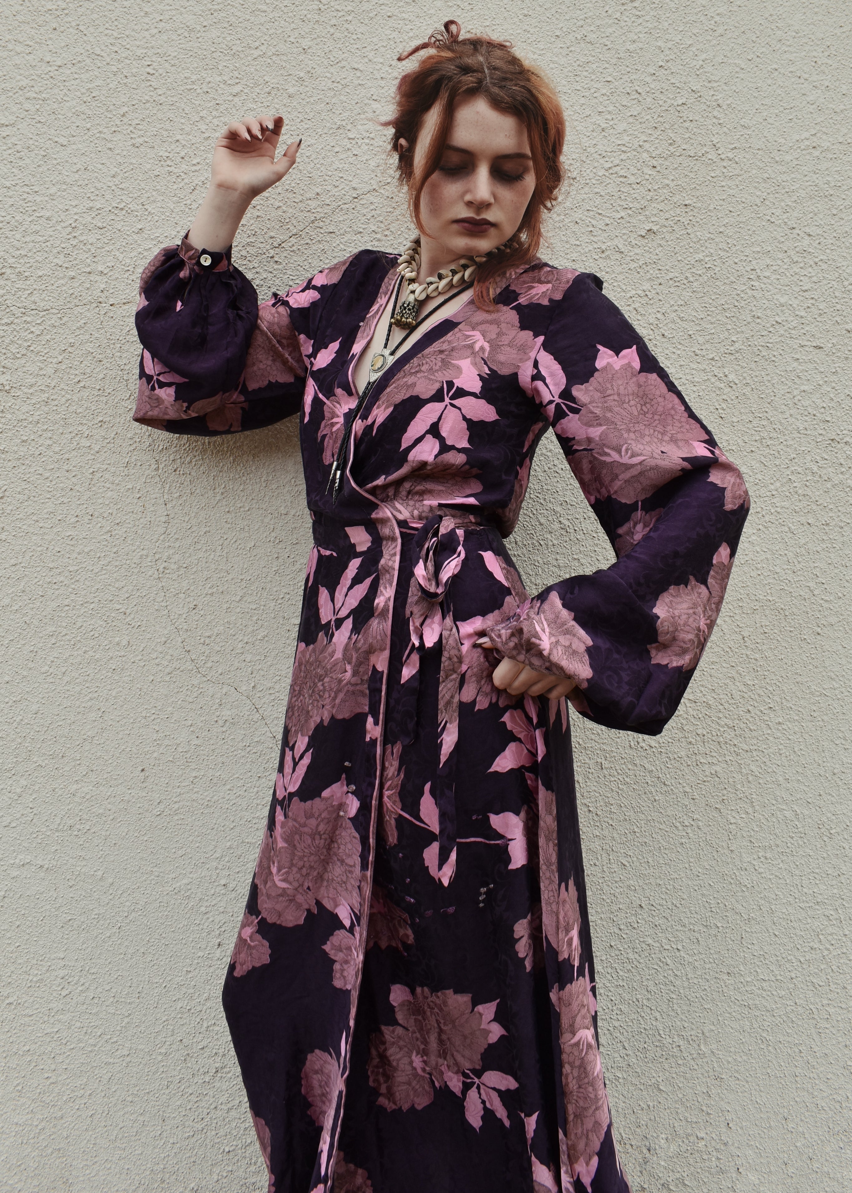 Caladium Silk Wrap Dress ~ Hortensia XS