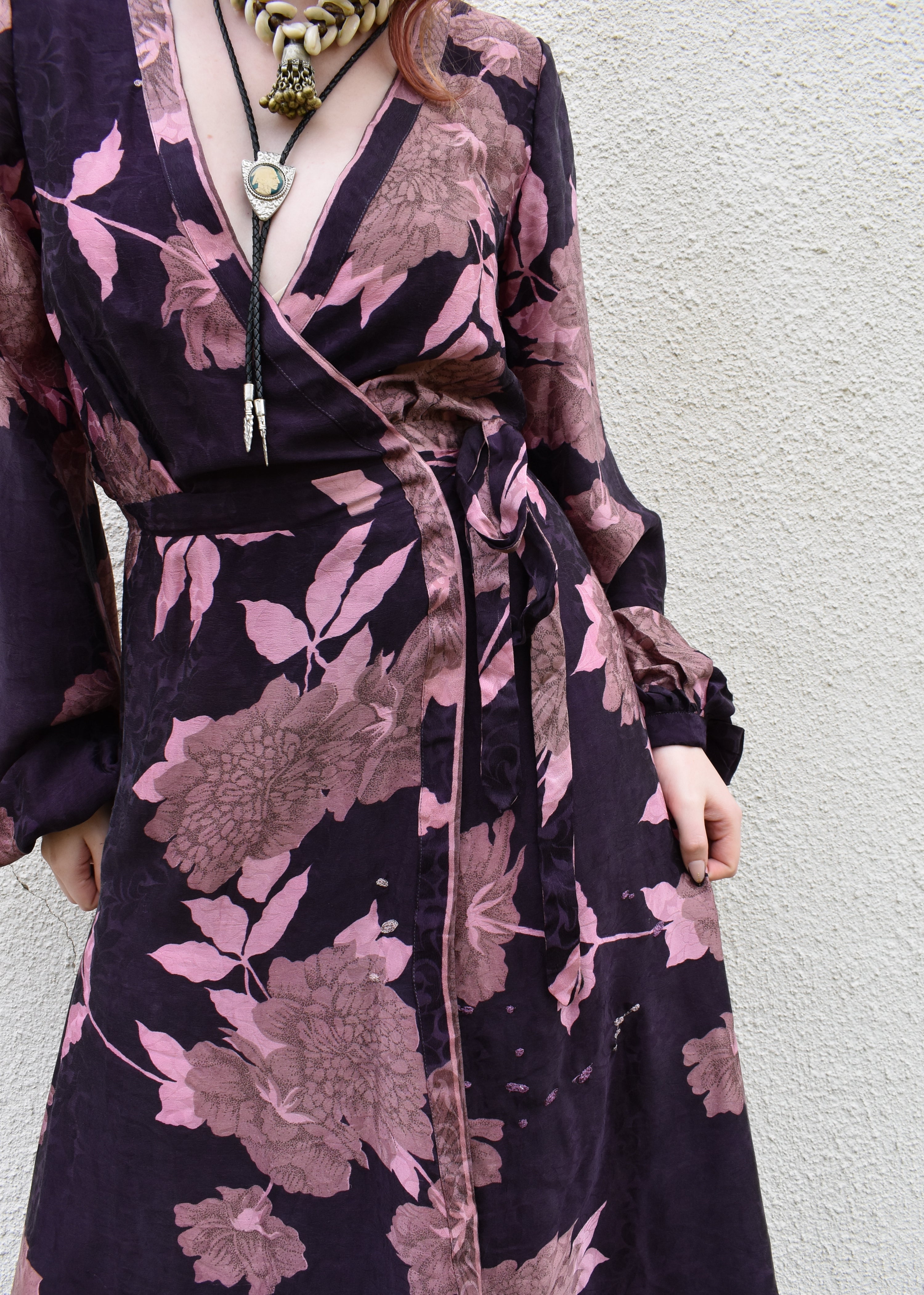 Caladium Silk Wrap Dress ~ Hortensia XS