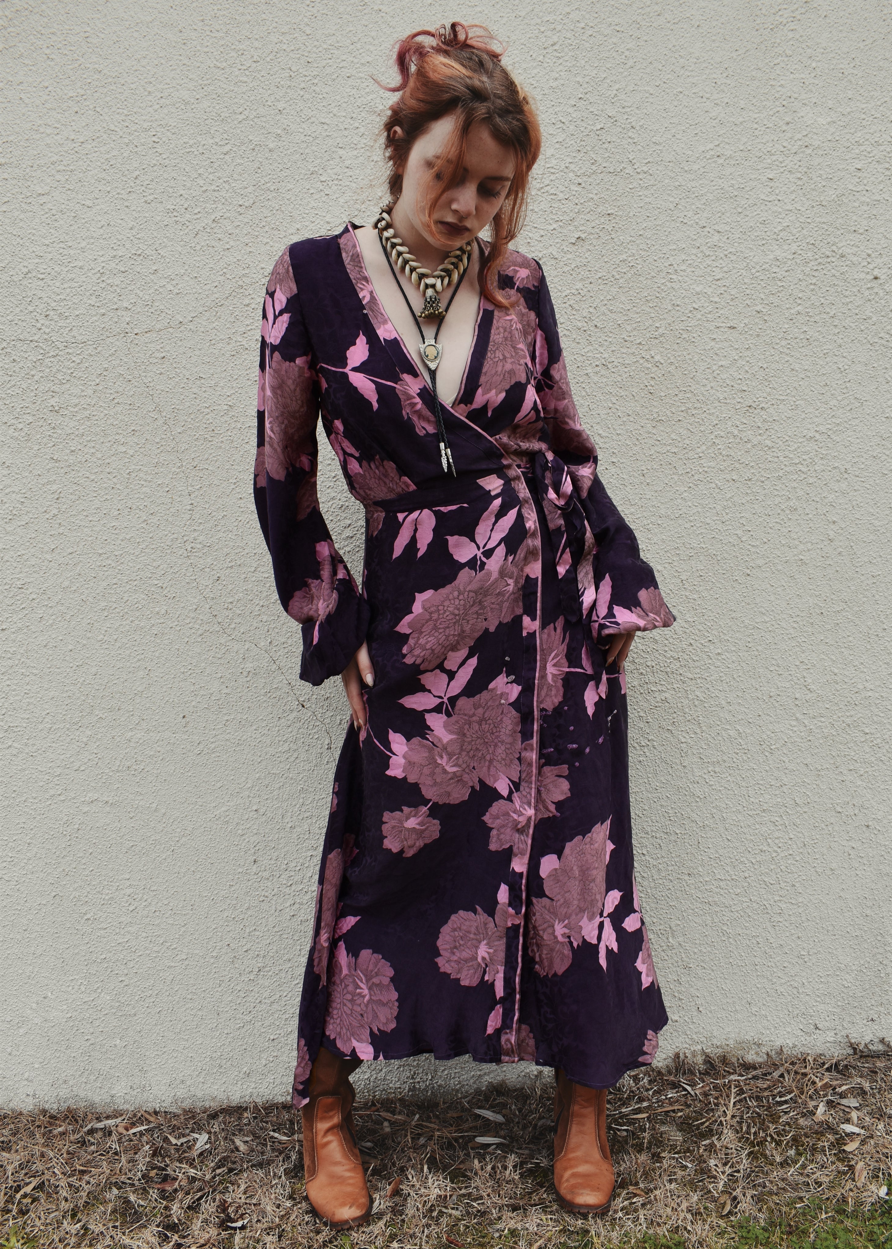 Caladium Silk Wrap Dress ~ Hortensia XS