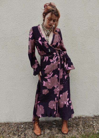 Caladium Silk Wrap Dress ~ Hortensia XS