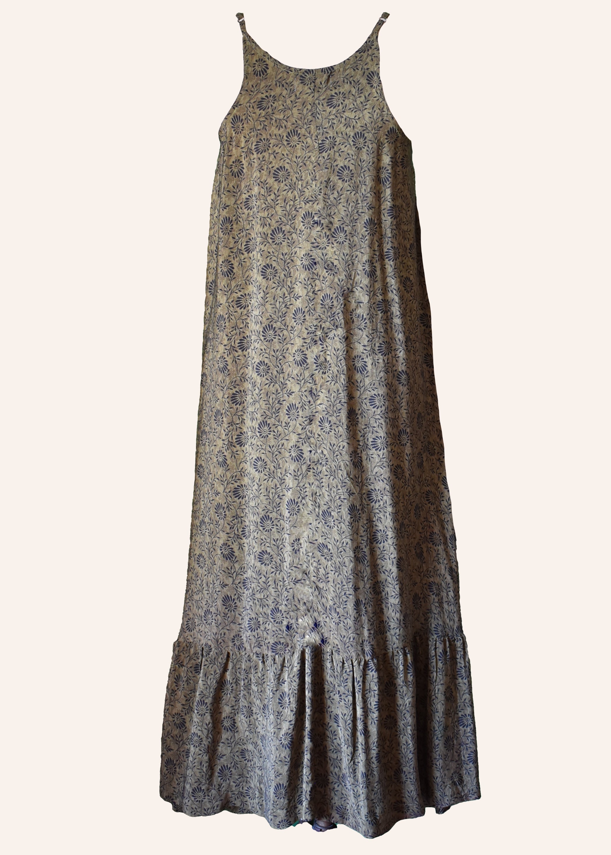 Eustoma Silk Crepe Swing Maxi Dress ~ Duffel L