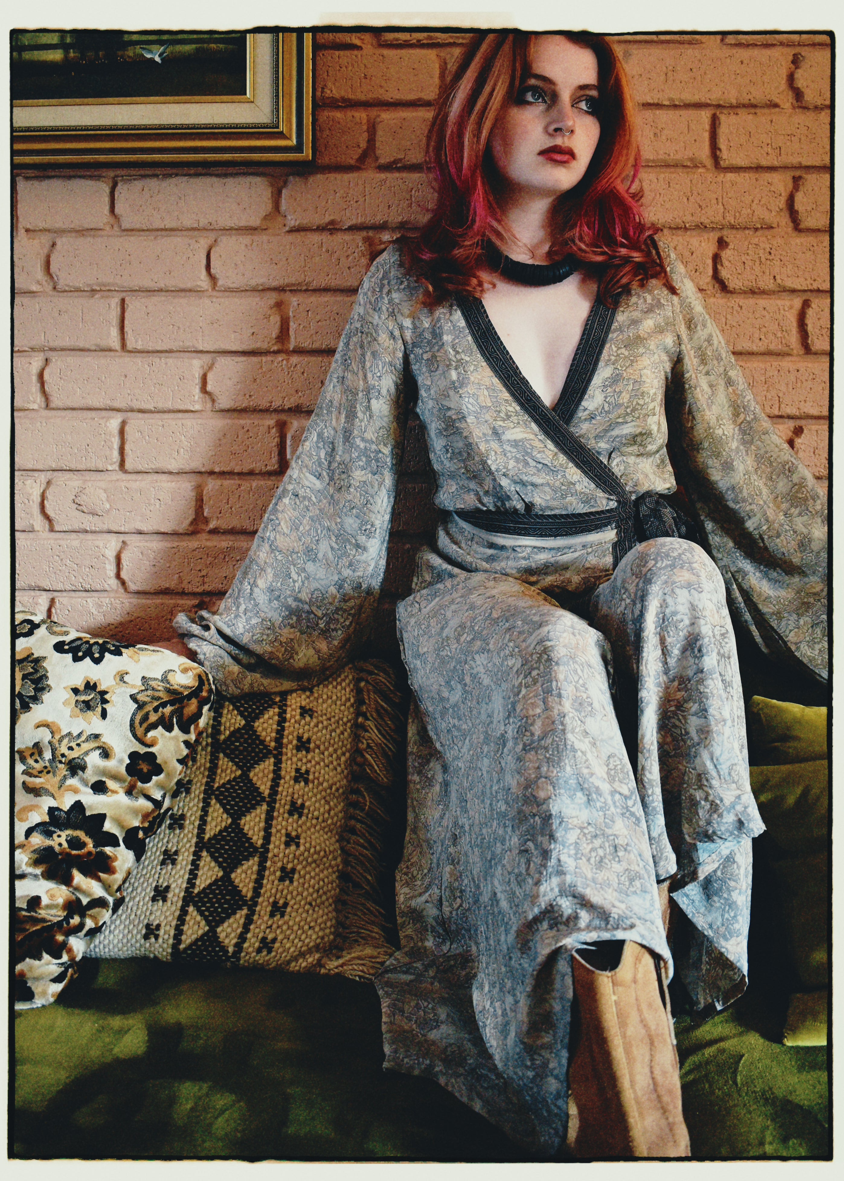 Caladium Silk Wrap Dress ~ Haze XS