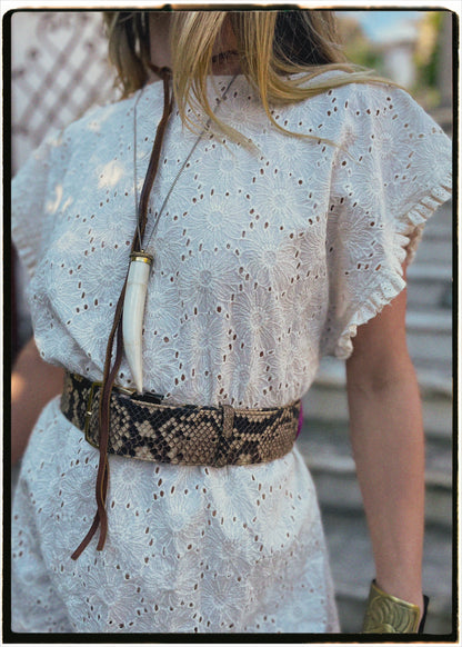 Bursera Schiffli Embroidered Cotton Tunic Dress