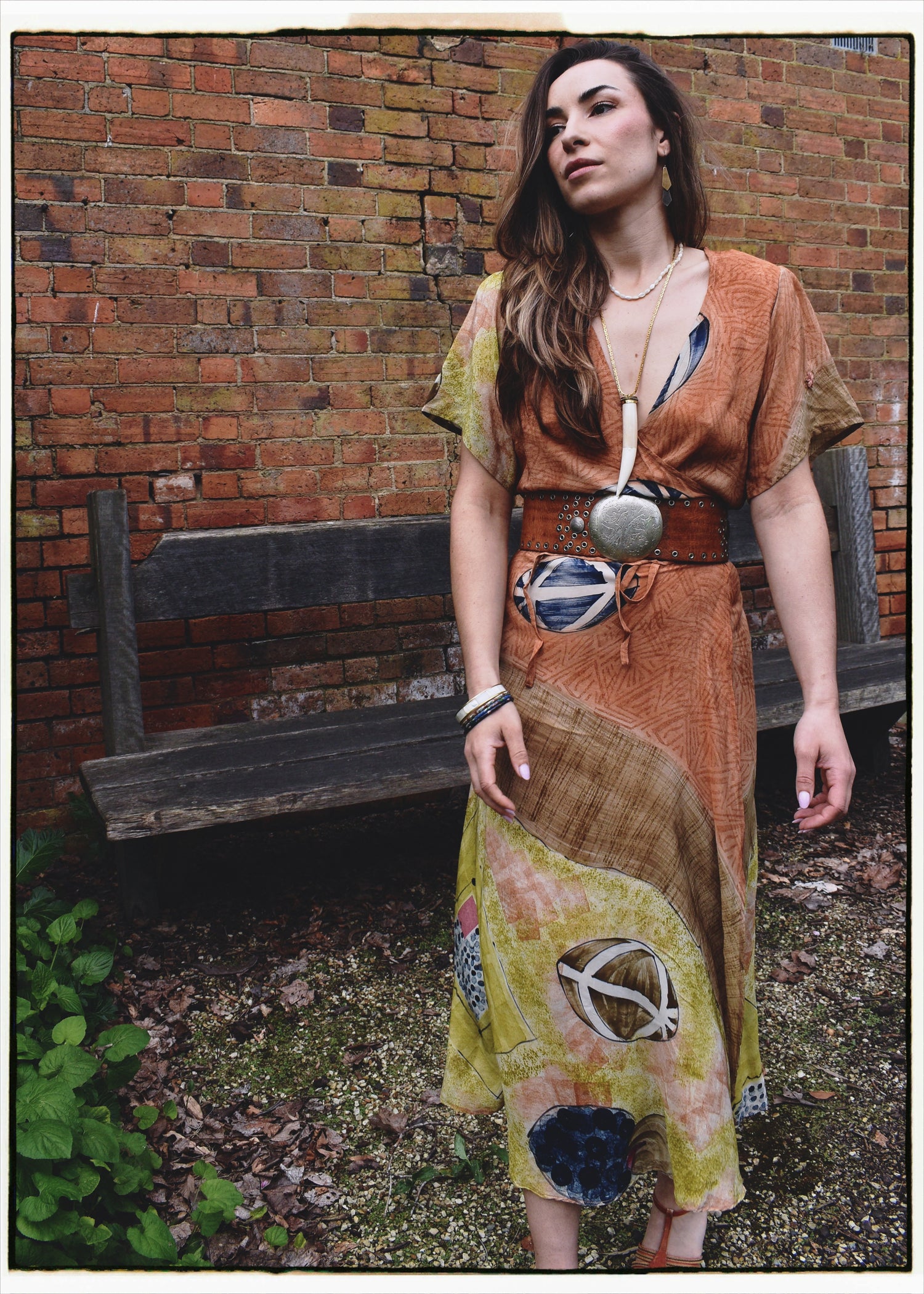 Liatris Silk Crepe Flutter Sleeve Wrap Dress ~ Almond M