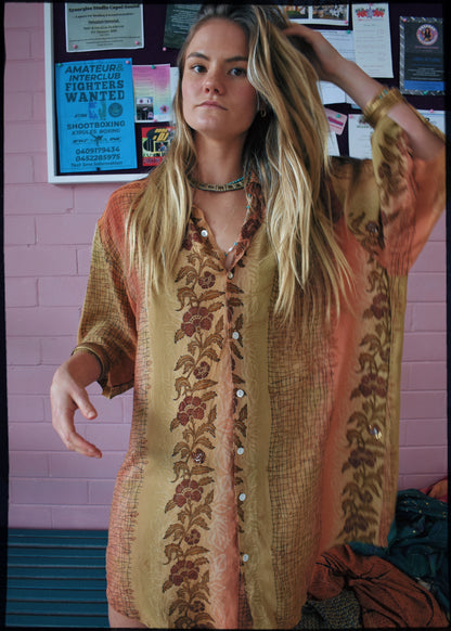 Astralagus Silk Crepe Oversized Shirt ~ Teaberry