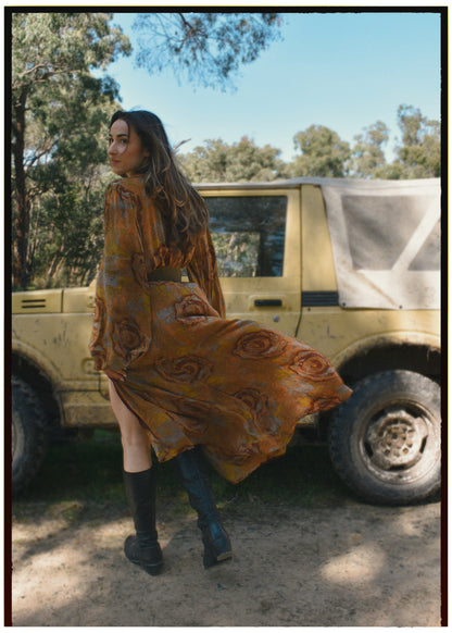 Caladium Wrap Silk Dress ~ Cardinal M