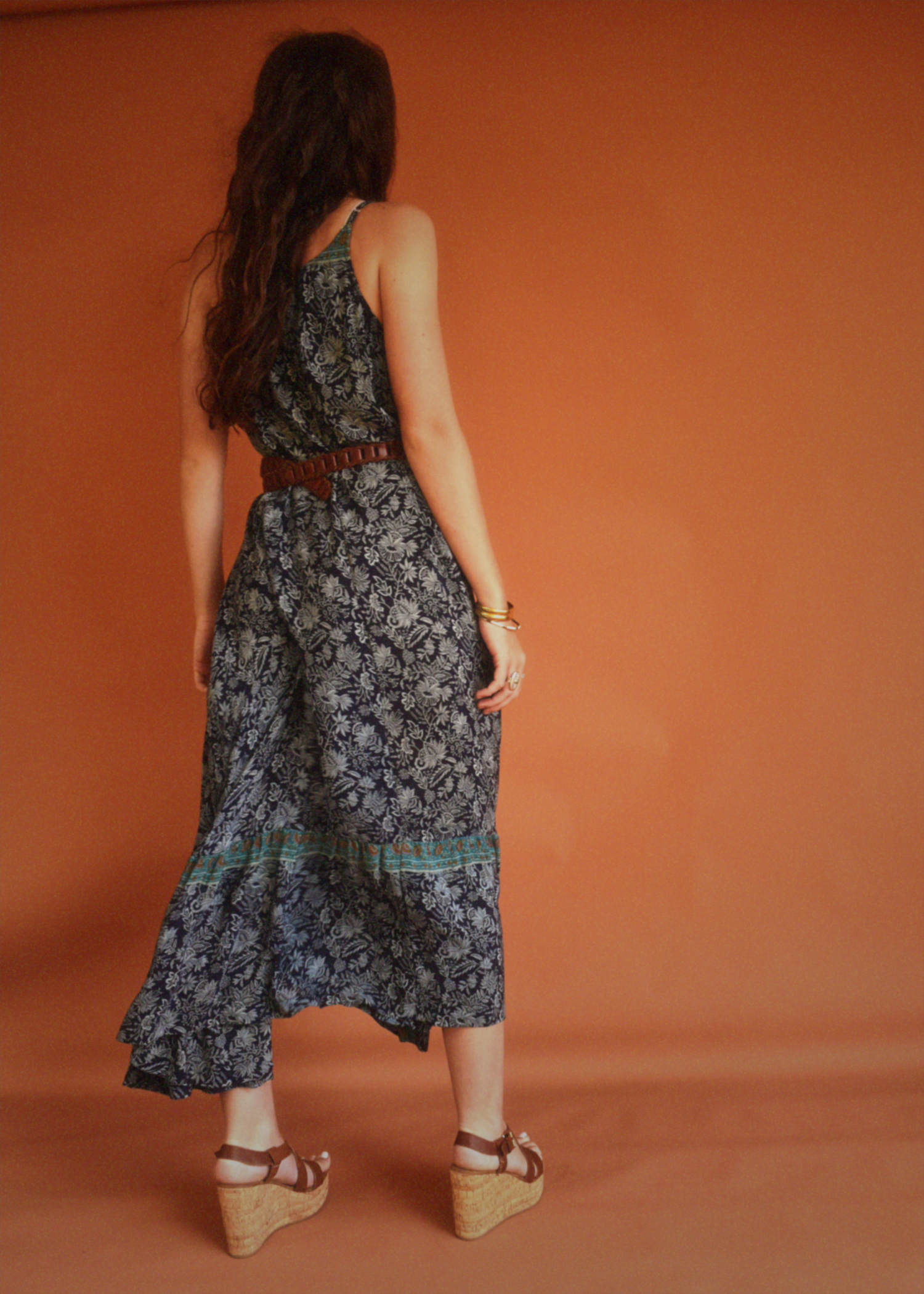 Eustoma Silk Crepe Swing Maxi Dress ~ Daphne XL