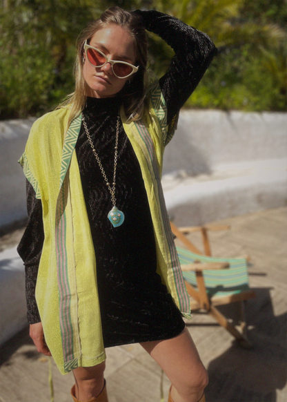 Pilea Silk Crepe Wrap Kimono Top ~ Endive L/XL