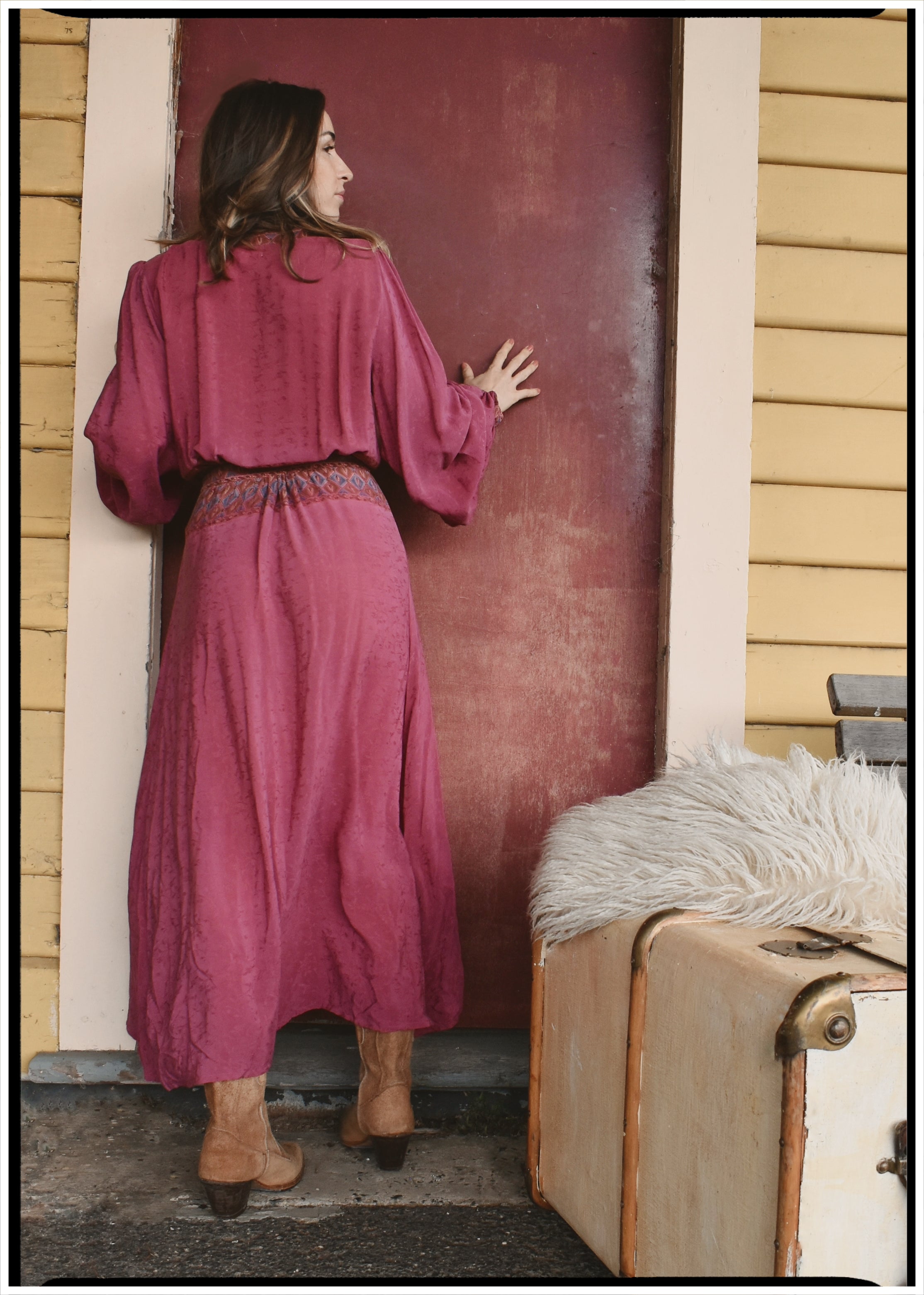 Caladium Wrap Silk Dress ~ Hawthorn M
