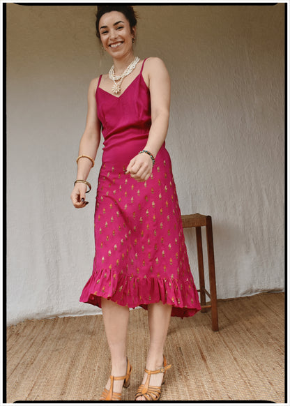 Rumex Silk Slip Dress ~ Flambe M