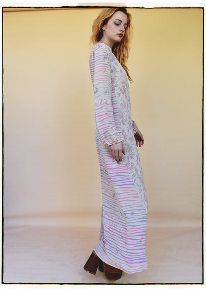Zea Silk Crepe Kaftan Maxi Dress ~  Ballerina XS