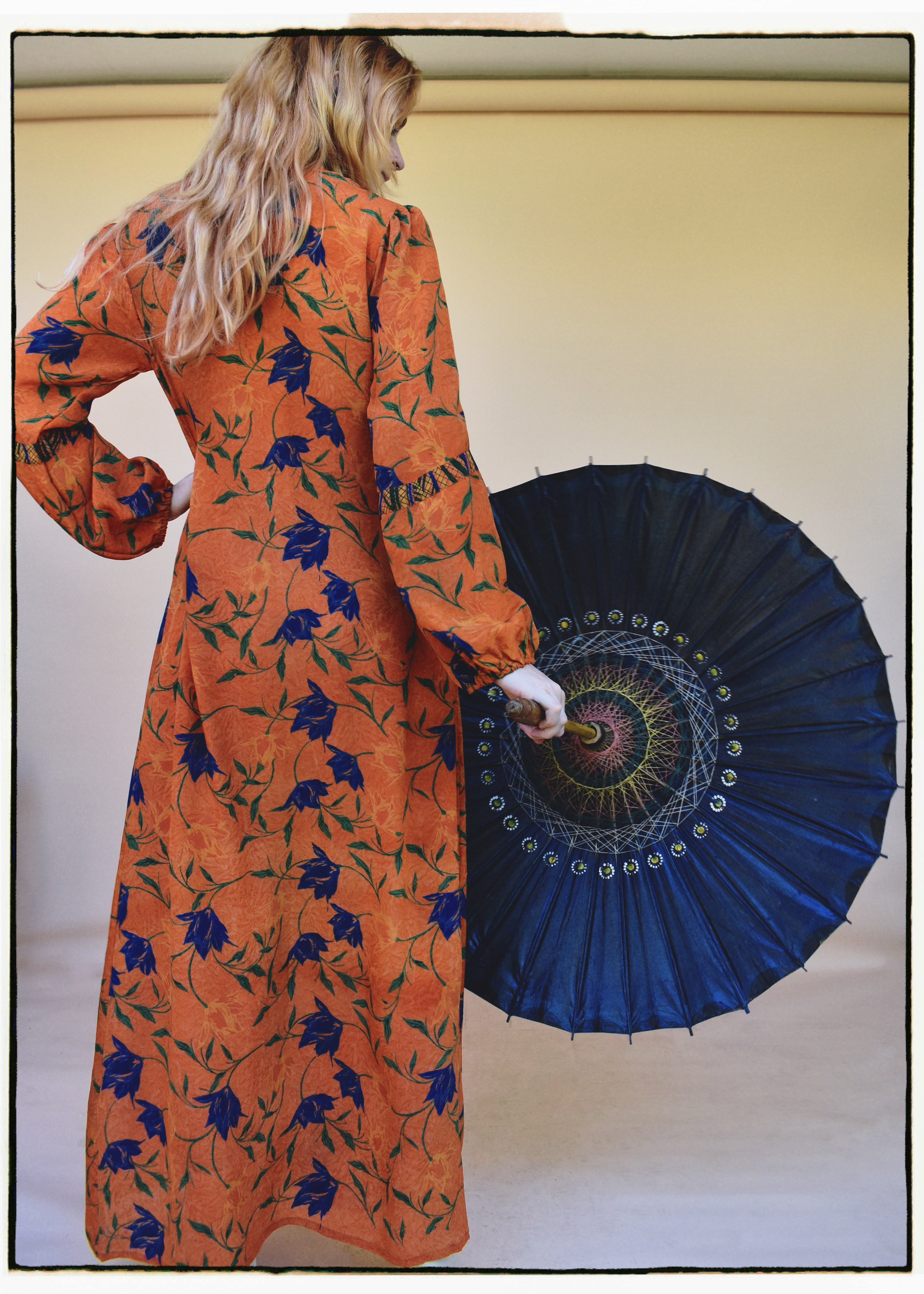 Zea Silk Crepe Kaftan Maxi Dress ~  Vermillion XS