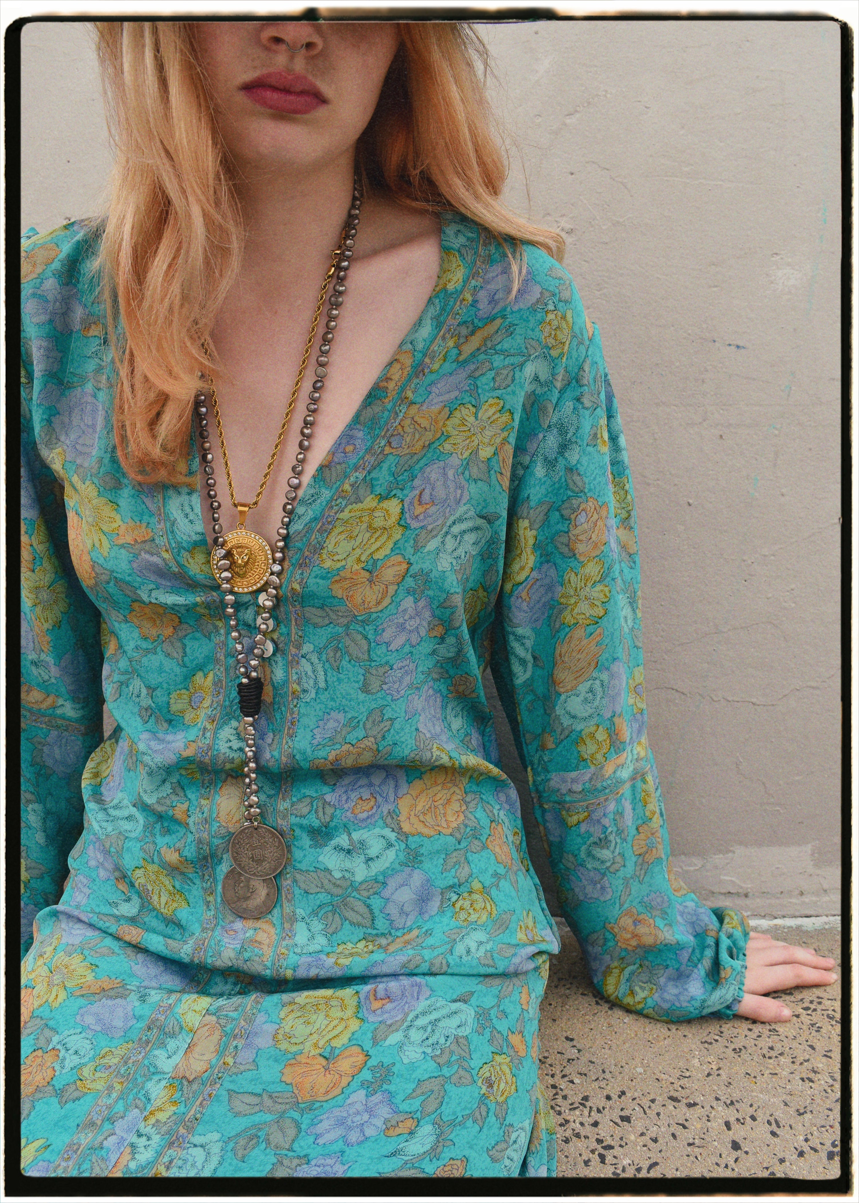 Zea Silk Crepe Kaftan Maxi Dress ~   Scuba XS