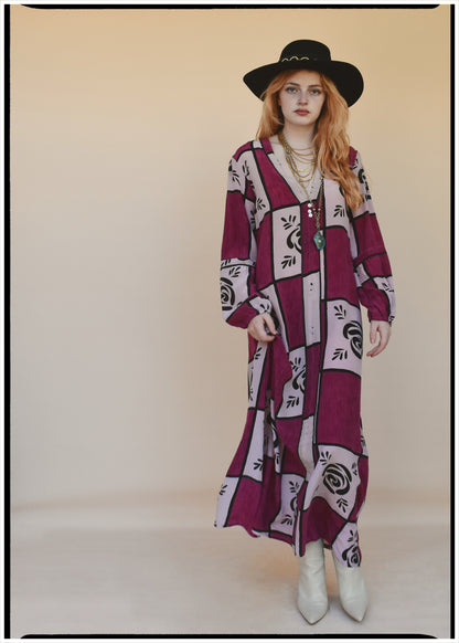 Zea Silk Crepe Kaftan Maxi Dress ~  Rapture XS