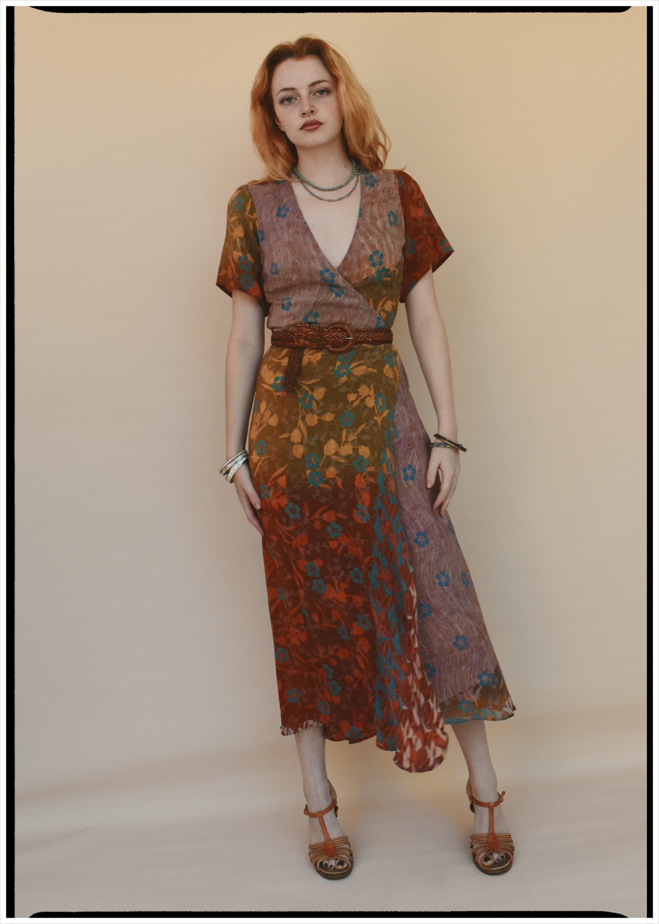 Liatris Silk Crepe Flutter Sleeve Wrap Dress ~ Persimmon XS