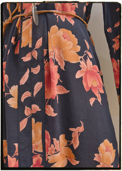 Zea Silk Crepe Kaftan Maxi Dress ~  Oriole S