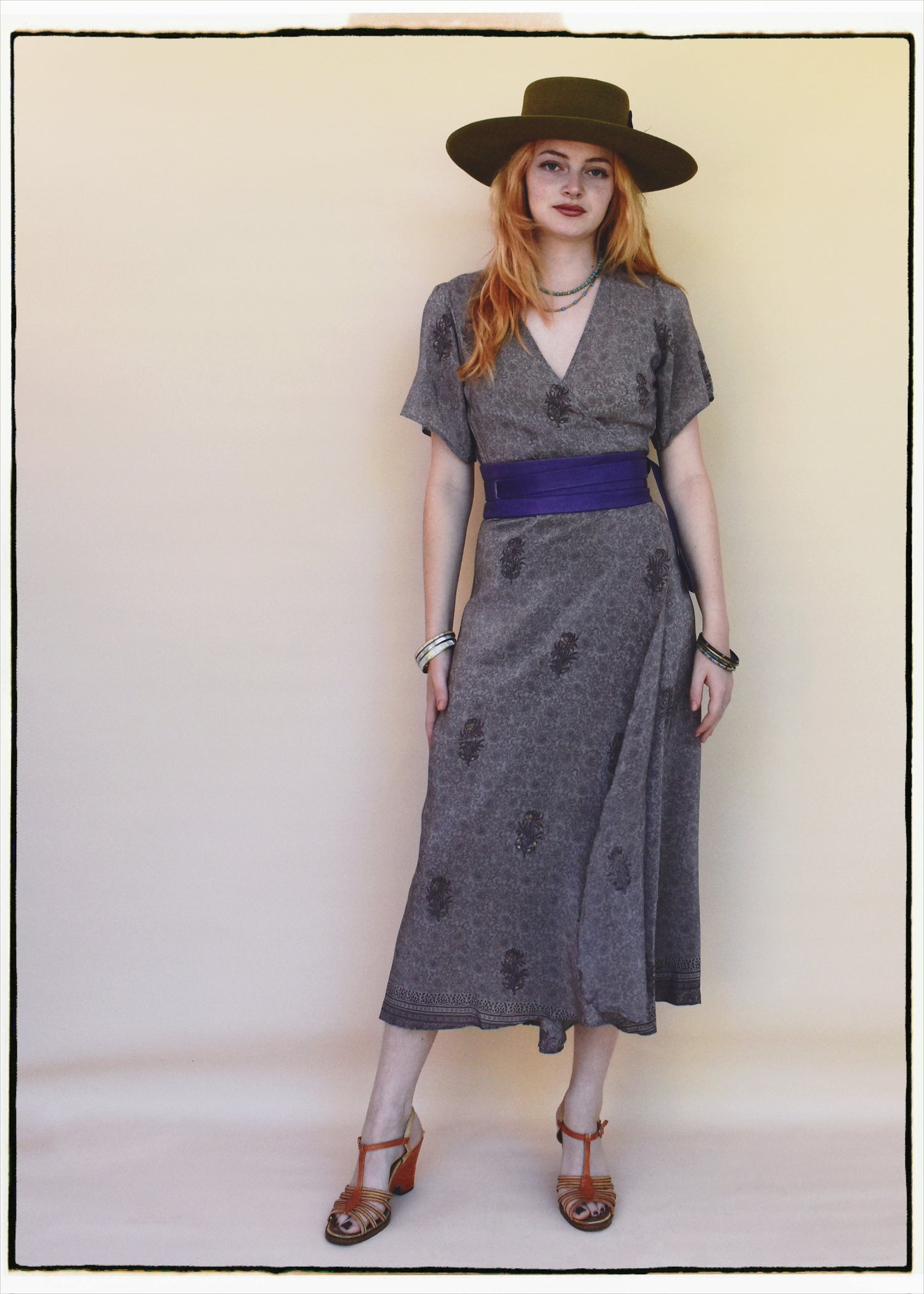 Liatris Silk Crepe Flutter Sleeve Wrap Dress ~ Lavender XS
