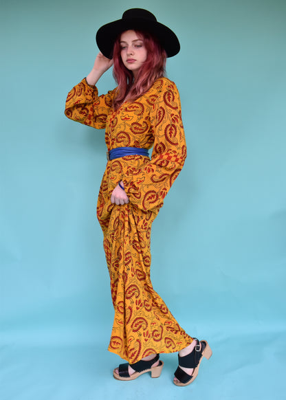 Zea Silk Crepe Kaftan Maxi Dress ~  Fusion XS