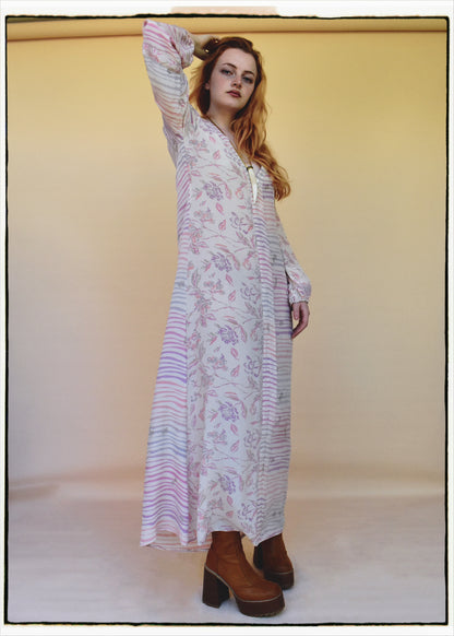 Zea Silk Crepe Kaftan Maxi Dress ~  Ballerina XS