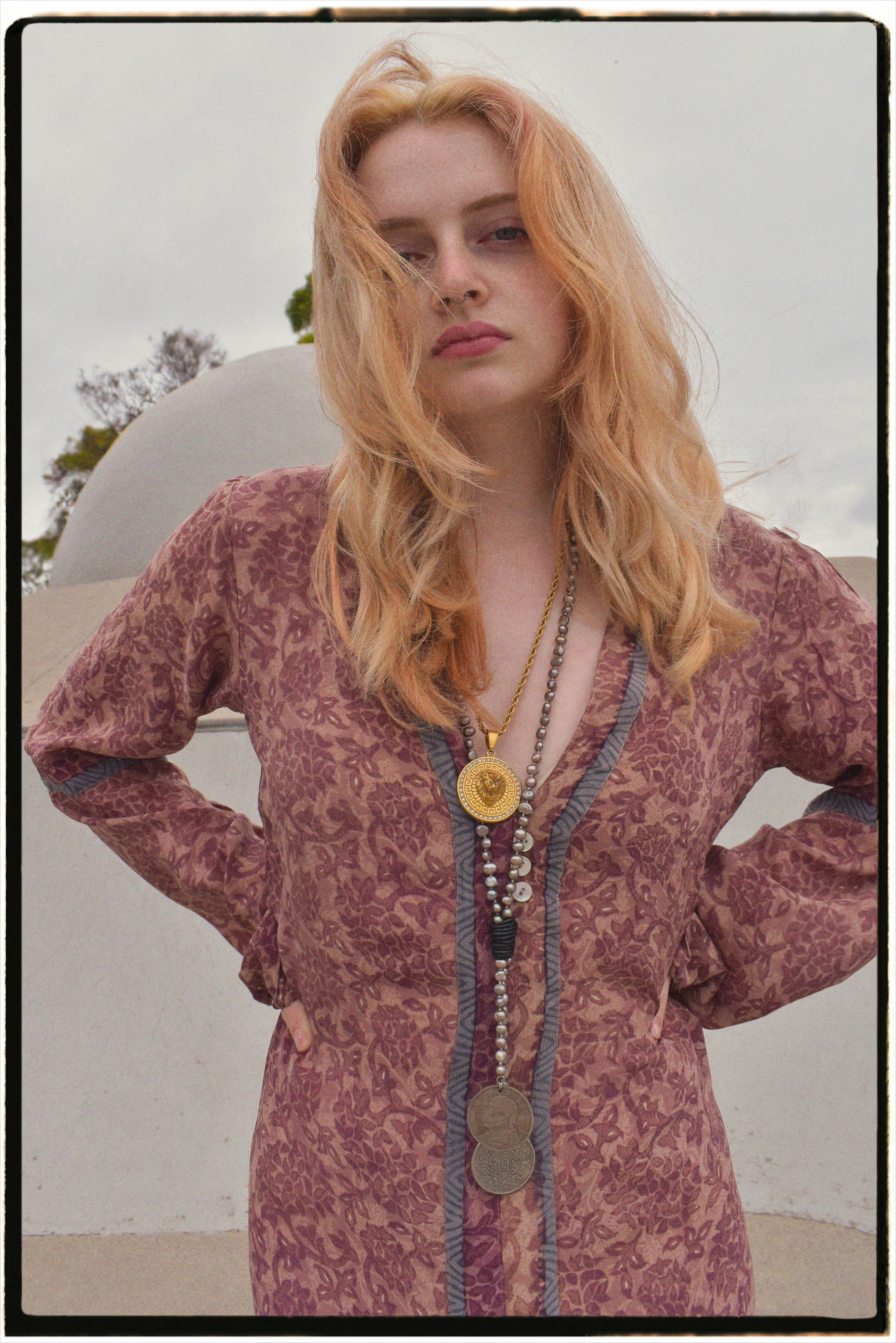 Zea Silk Crepe Kaftan Maxi Dress ~  Quartz XS