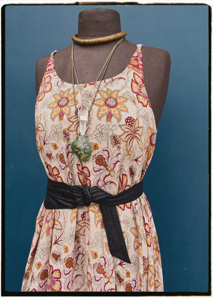 Eustoma Silk Crepe Swing Maxi Dress ~ Solitary L