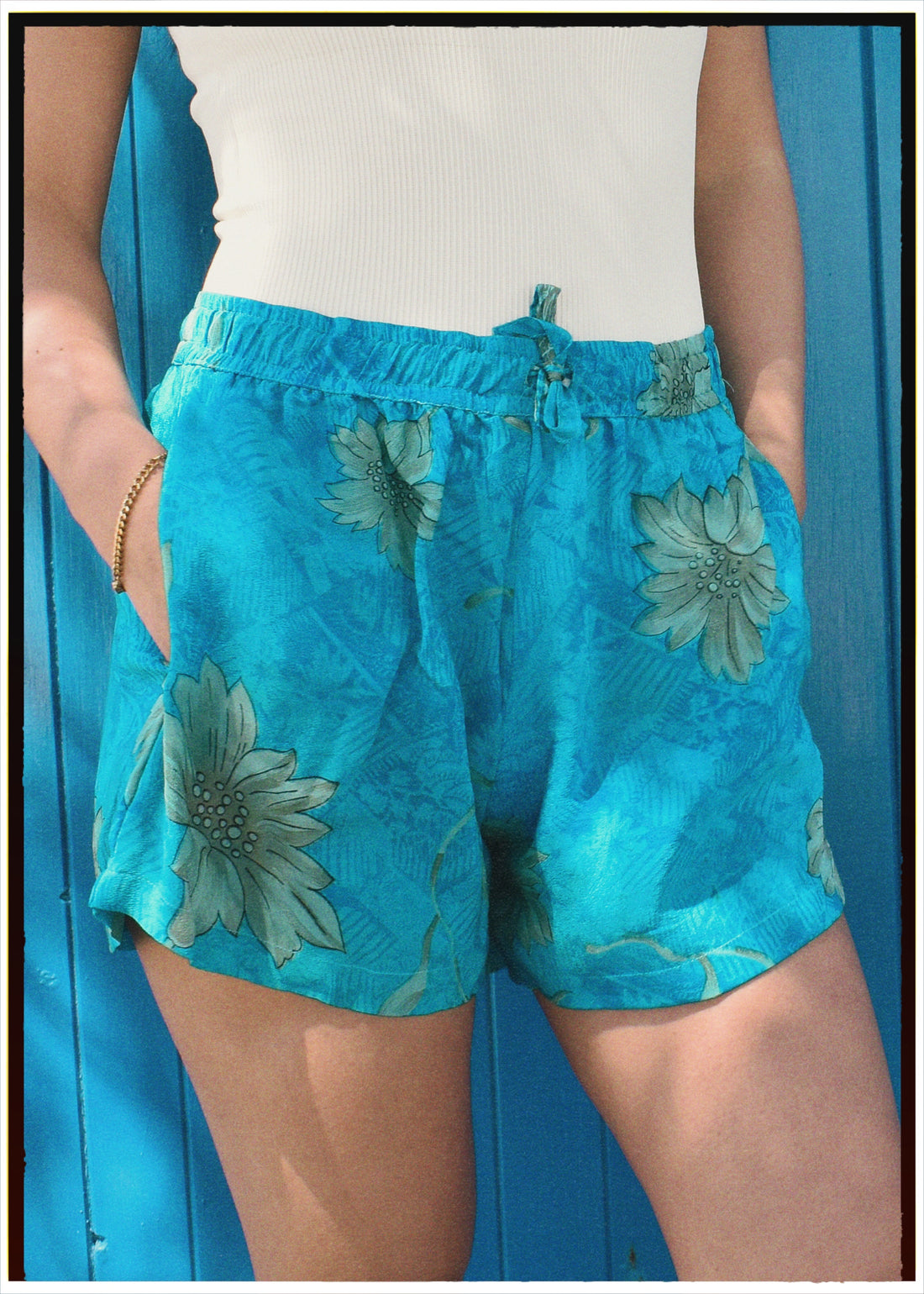 Fumaria Silk Shorts ~ Aquamarine XS