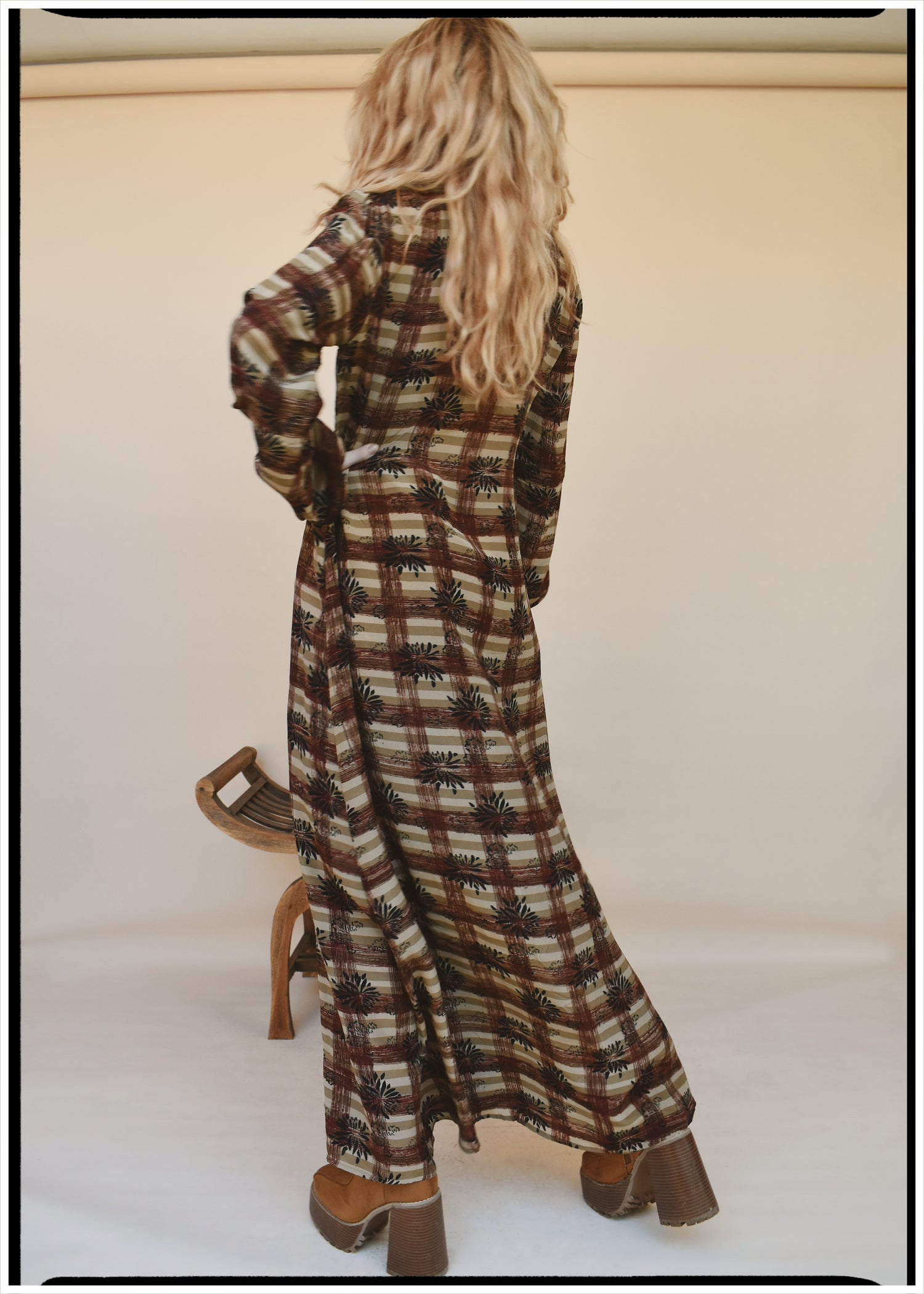 Zea Silk Crepe Kaftan Maxi Dress ~  Auburn XS