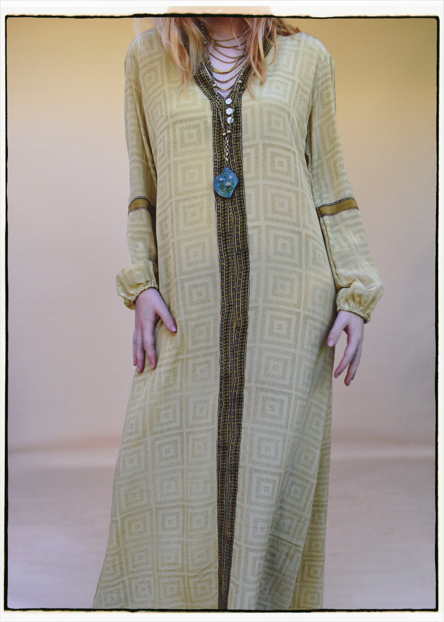 Zea Silk Crepe Kaftan Maxi Dress ~  Cleopatra XS