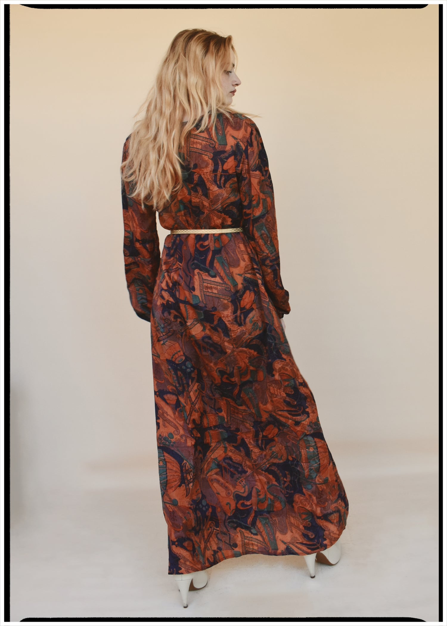 Zea Silk Crepe Kaftan Maxi Dress ~  Hawthorne XS