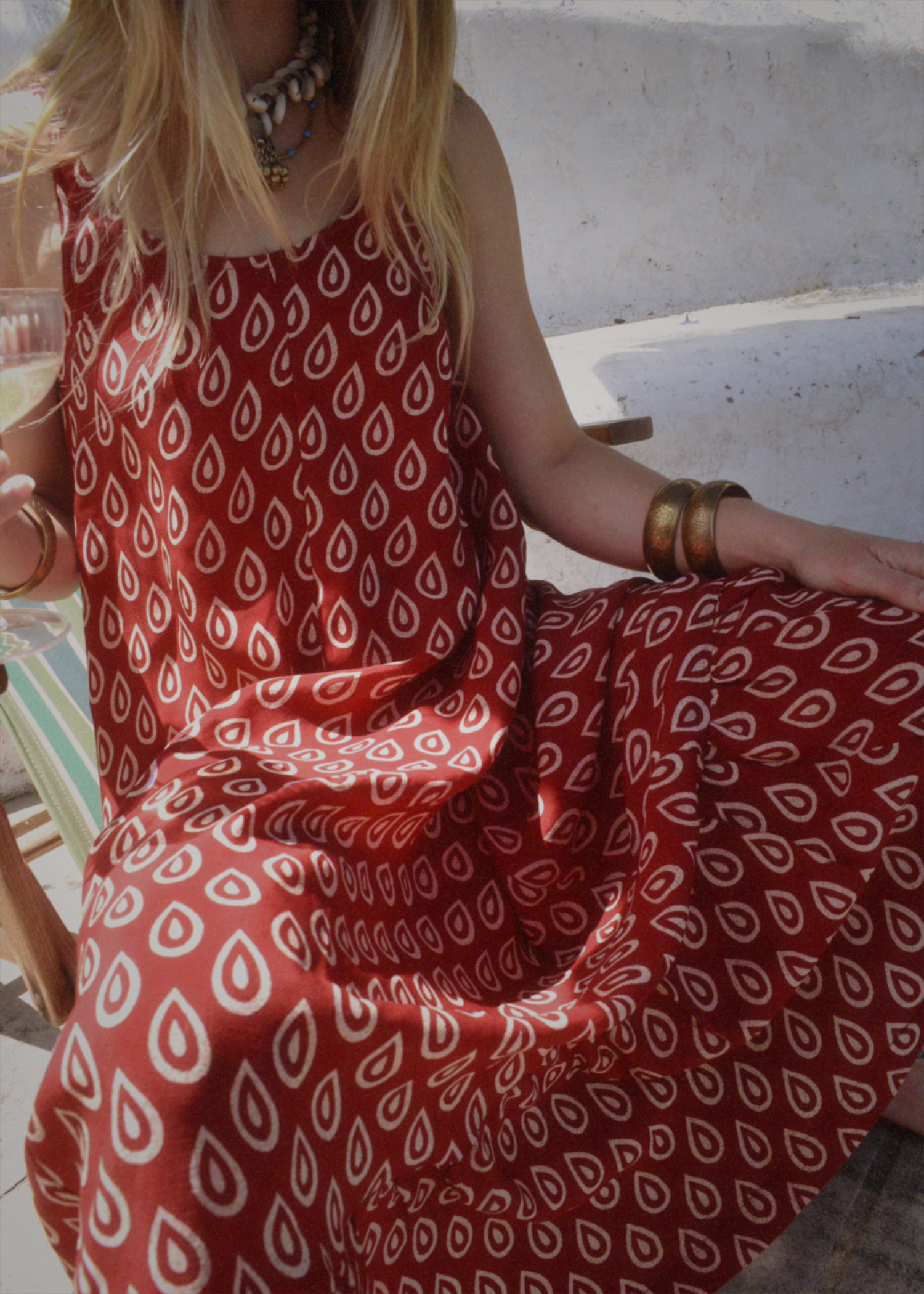 Eustoma Silk Crepe Swing Maxi Dress ~ Flame XS