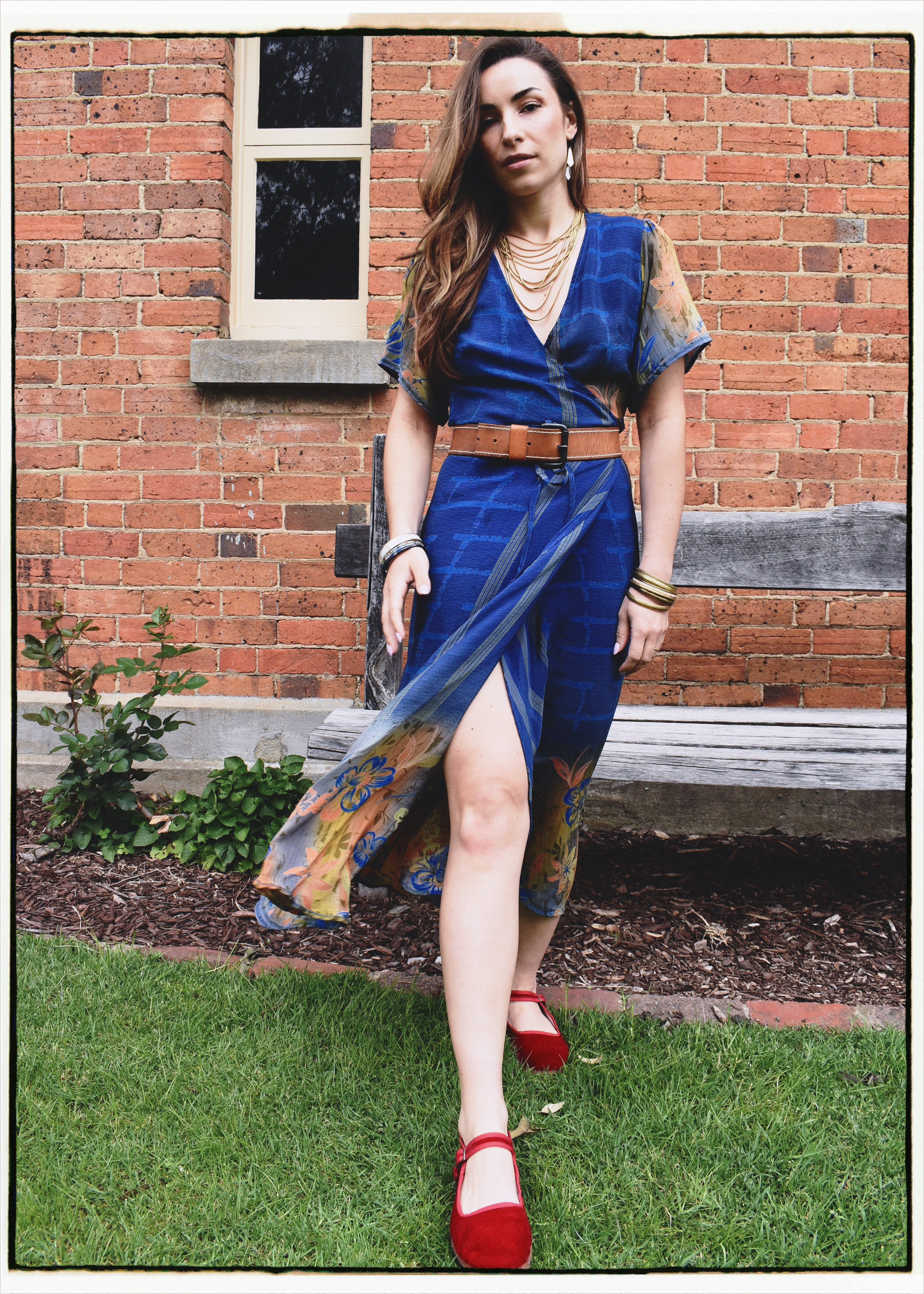 Liatris Silk Crepe Flutter Sleeve Wrap Dress ~ Tempest S