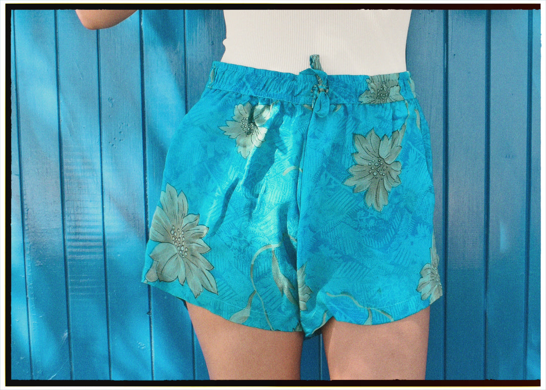 Fumaria Silk Shorts ~ Aquamarine XS