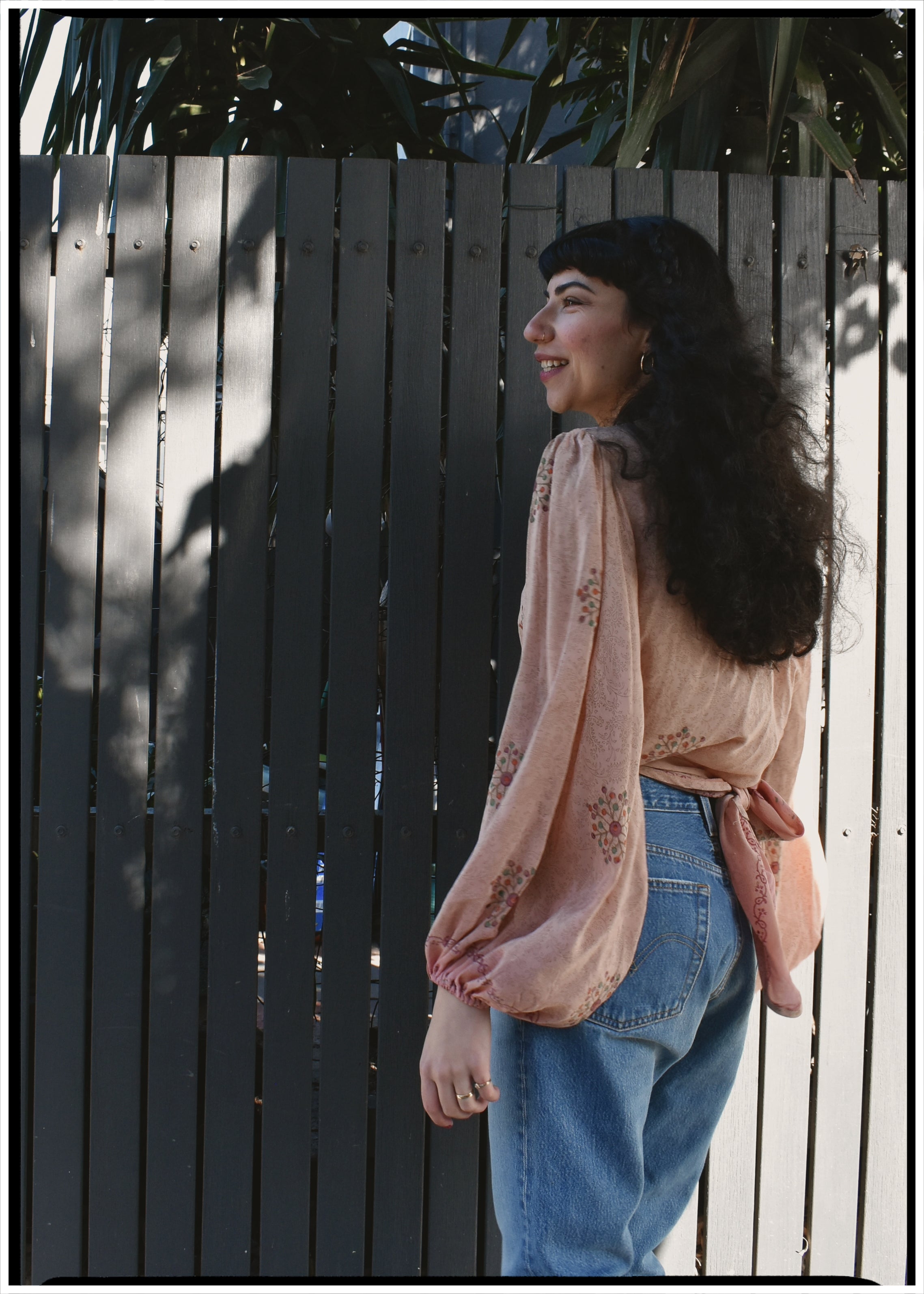 Hoya Silk Crepe Balloon Sleeve Wrap Top ~ Jewel XS