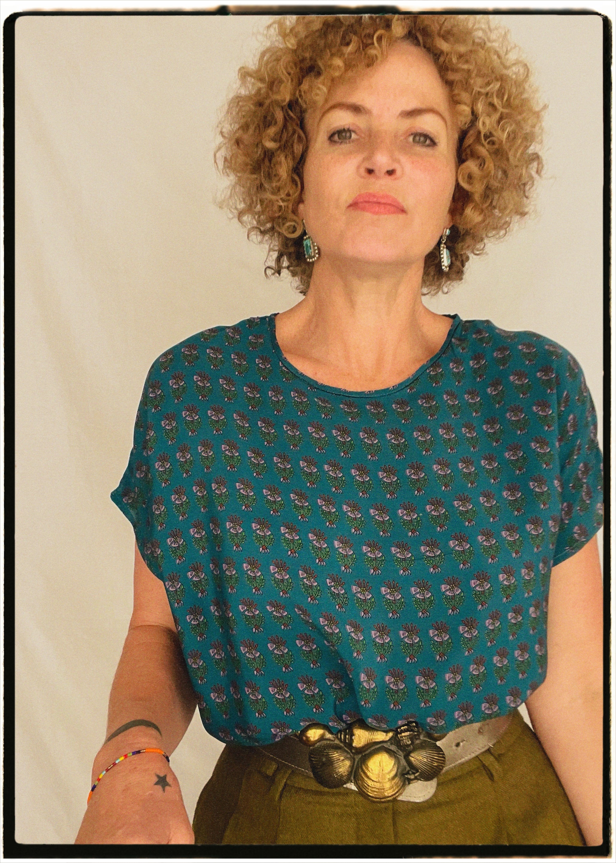 Viola Silk Crepe T-Shirt ~ Riviera XL