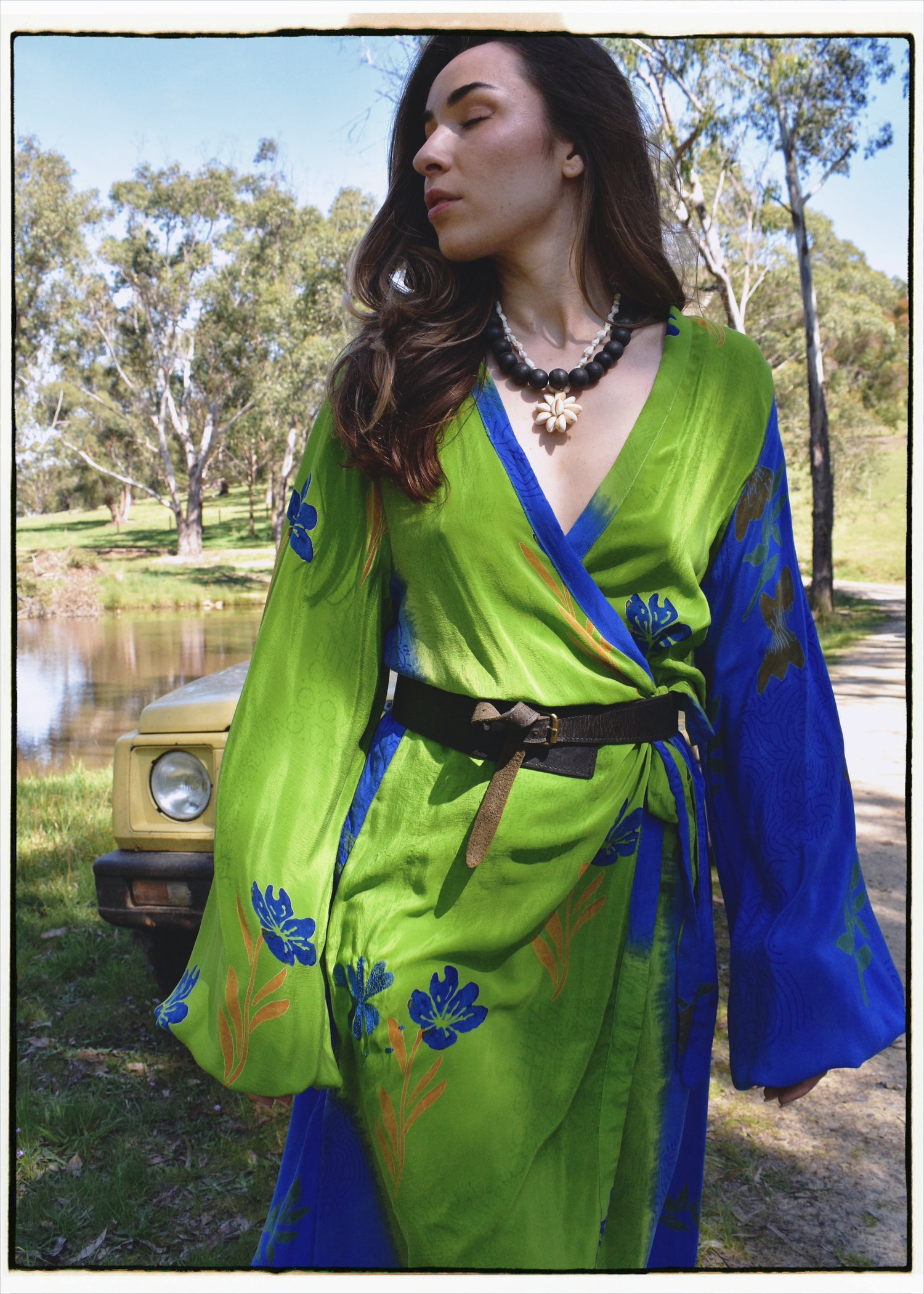Caladium Wrap Silk Dress ~ Daiquiri XL