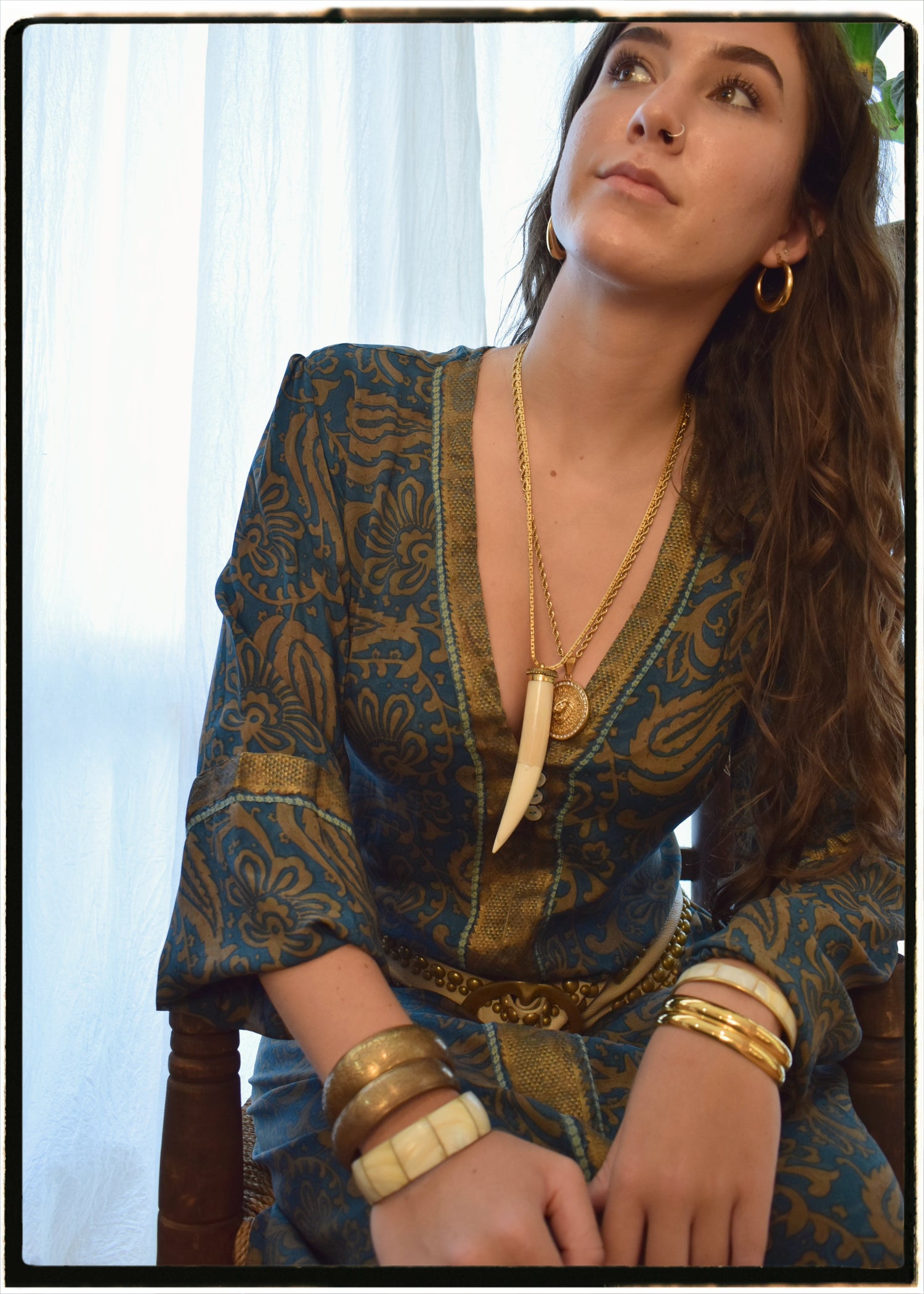 Zea Silk Crepe Kaftan Maxi Dress ~  Cleopatra L