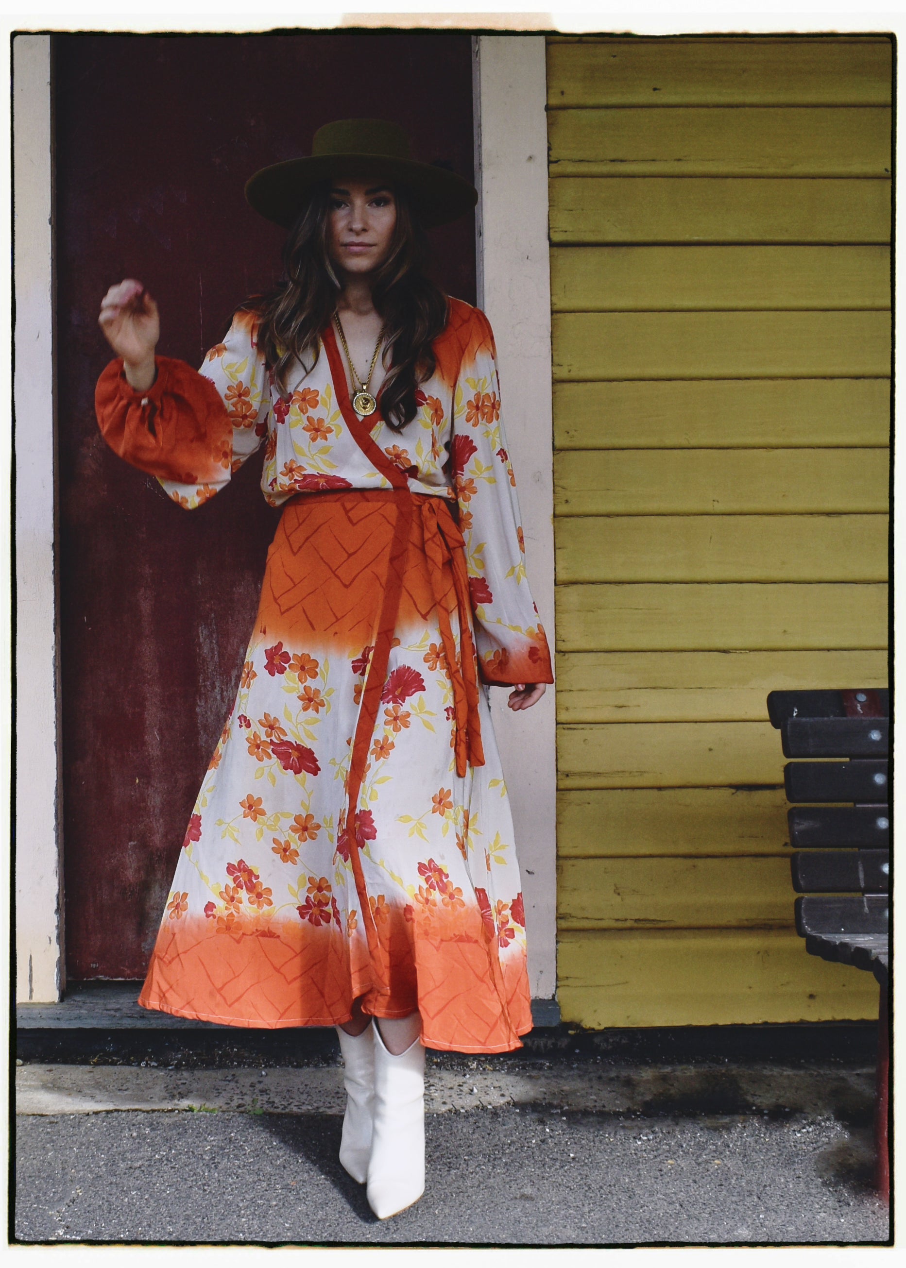 Caladium Wrap Silk Dress ~ Cardinal M