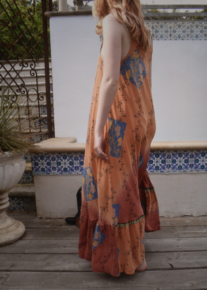 Eustoma Silk Crepe Swing Maxi Dress ~ Porcelain M