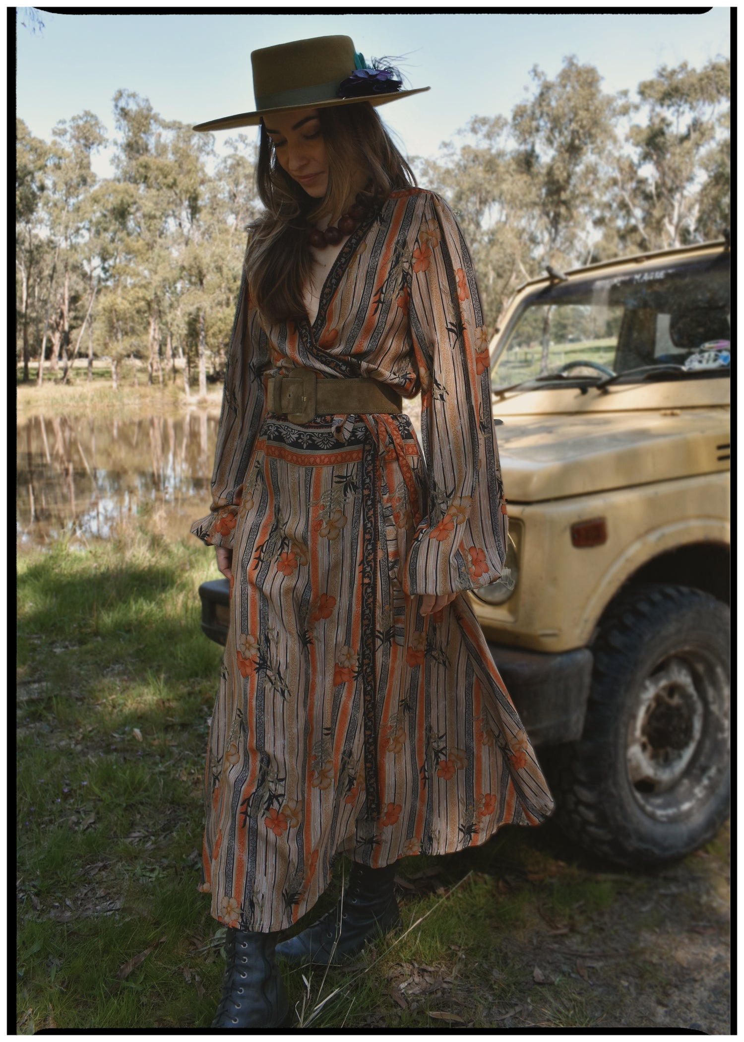 Caladium Wrap Silk Dress ~ Morel L