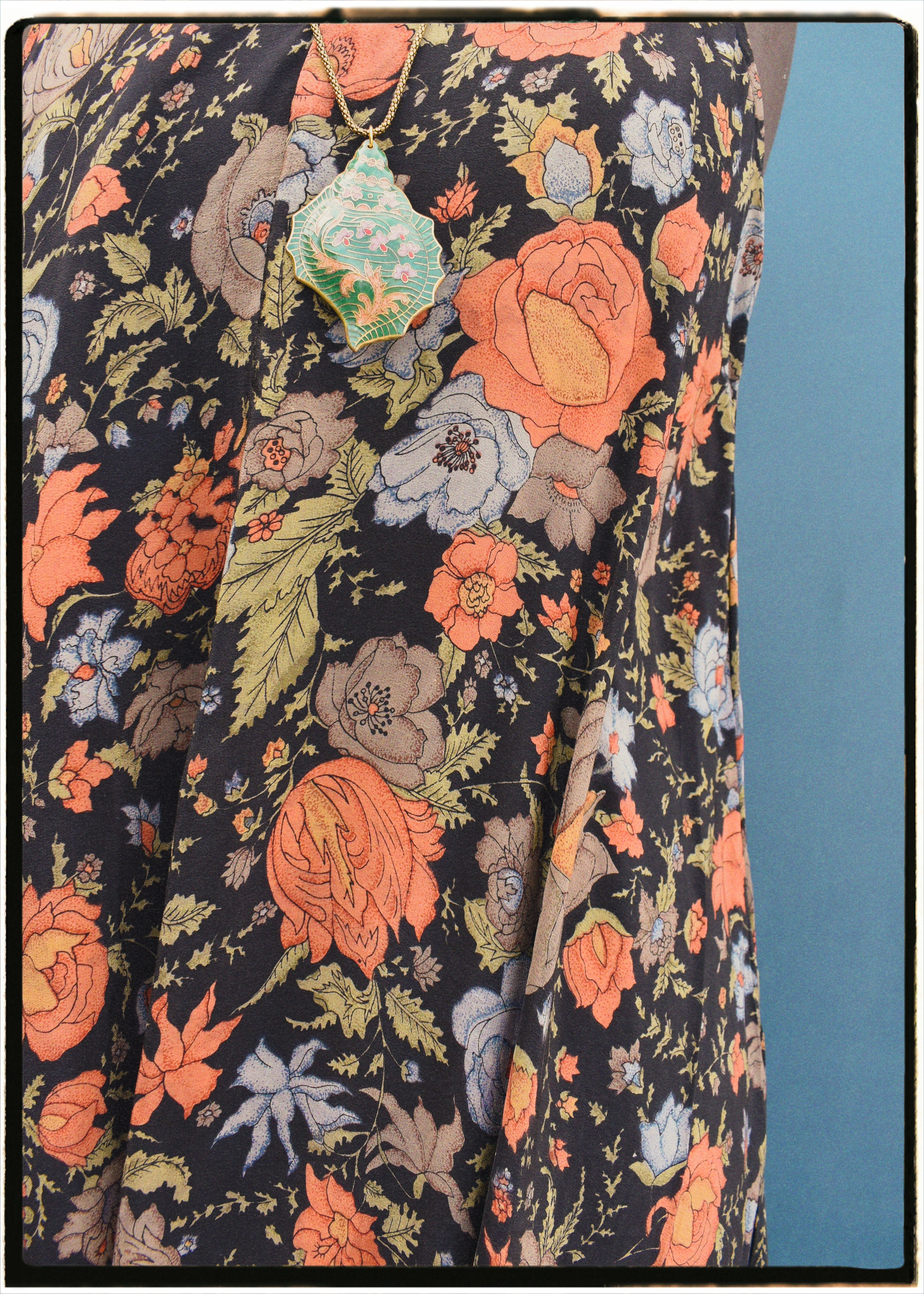 Eustoma Silk Crepe Swing Maxi Dress ~ Midnight L