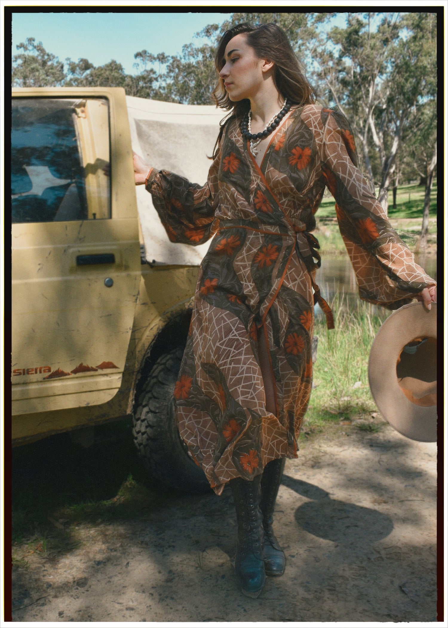 Caladium Wrap Silk Dress ~ Inca M