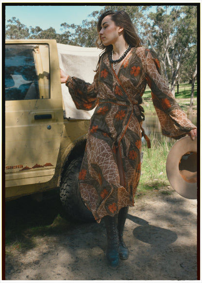 Caladium Wrap Silk Dress ~ Inca M