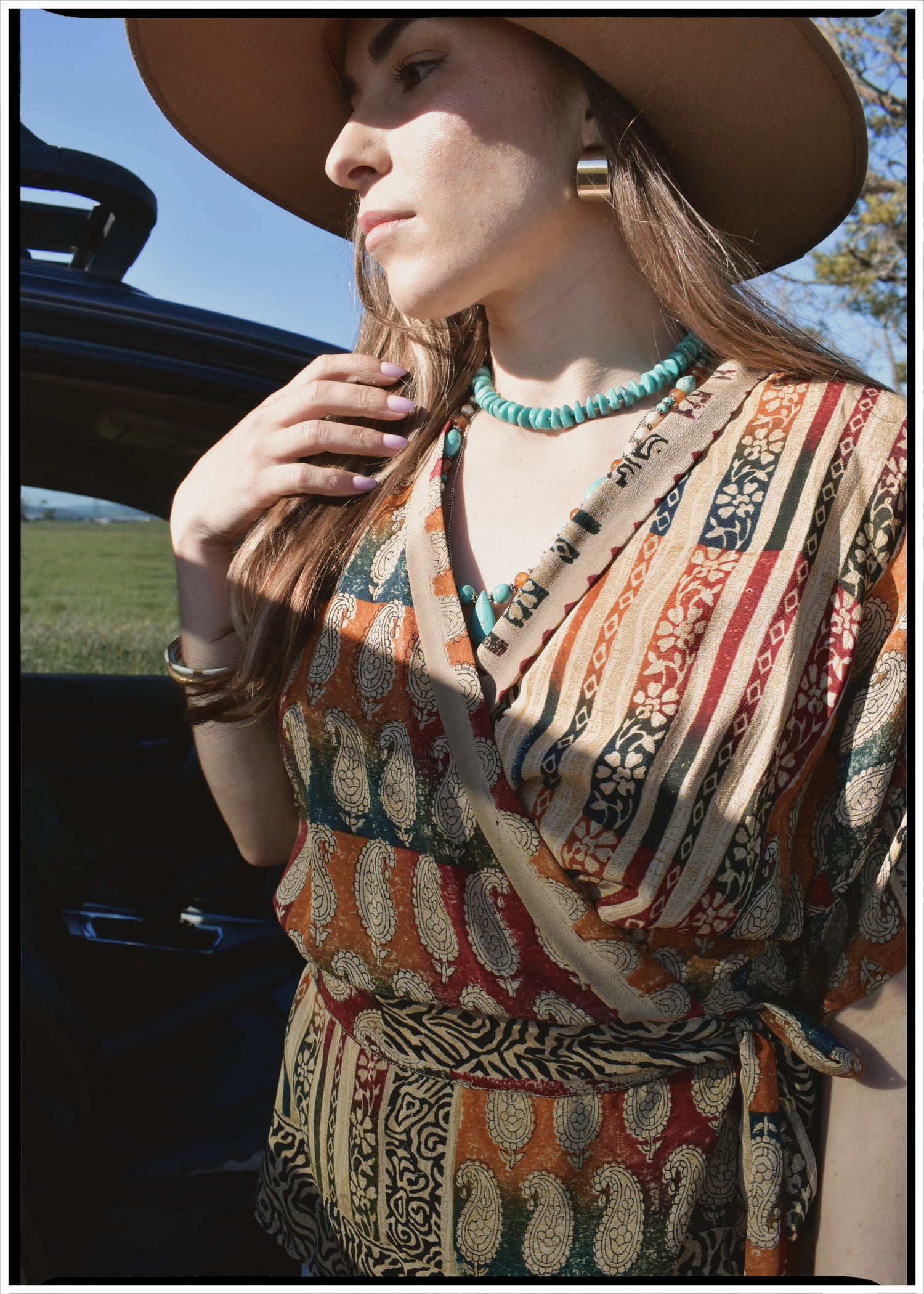 Bassia Silk Crepe Cross Tie Front Blouse ~ Paisley L