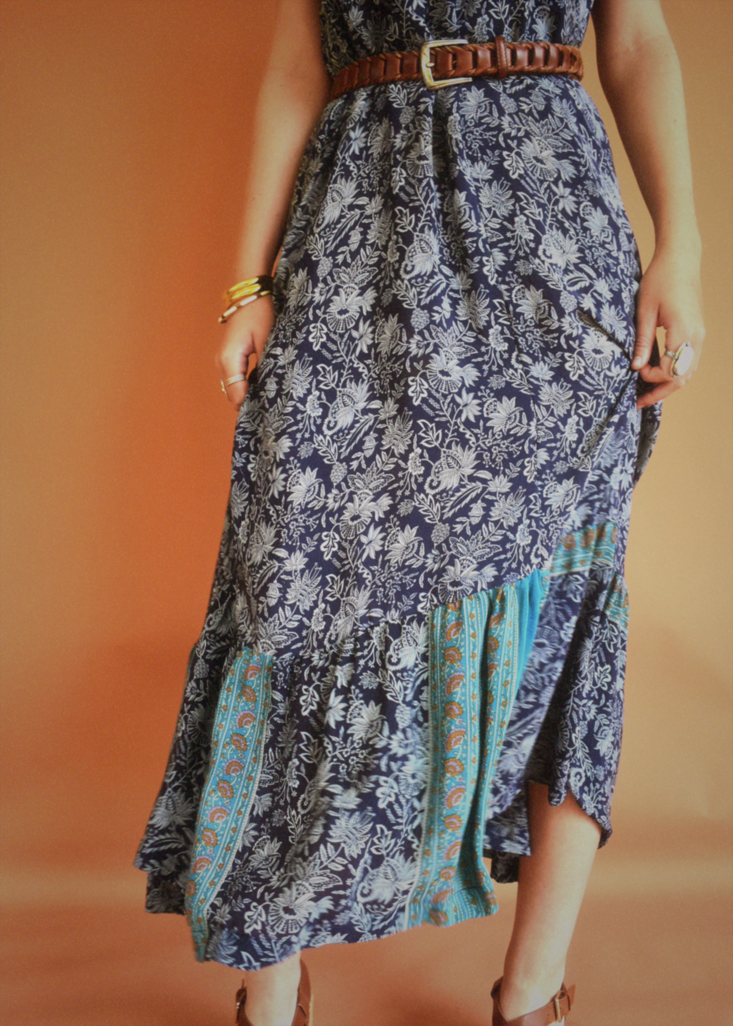 Eustoma Silk Crepe Swing Maxi Dress ~ Daphne XL