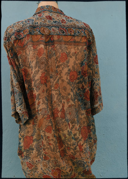 Astralagus Silk Crepe Oversized Shirt ~ Carnelian